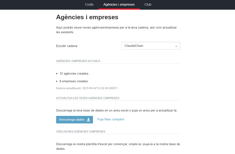 extranet mirai cadenes venda privada agencies empreses