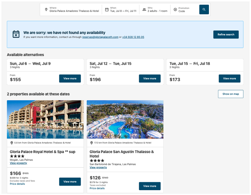 rescate no disponibilidad nuevo motor reservas hotel mirai