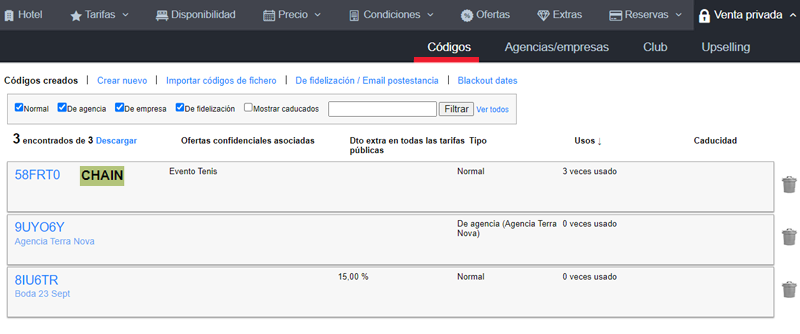 extranet mirai cadenas venta privada codigos