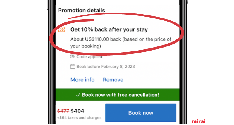 credito viaje Booking mirai