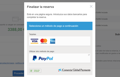proceso pago integrado en reserva Mirai