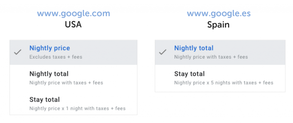 Precios noche o estancia impuestos y tasas en Google Hotel Ads según Mirai