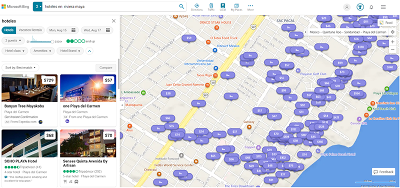 maps Bing Hotel Price Ads Mirai